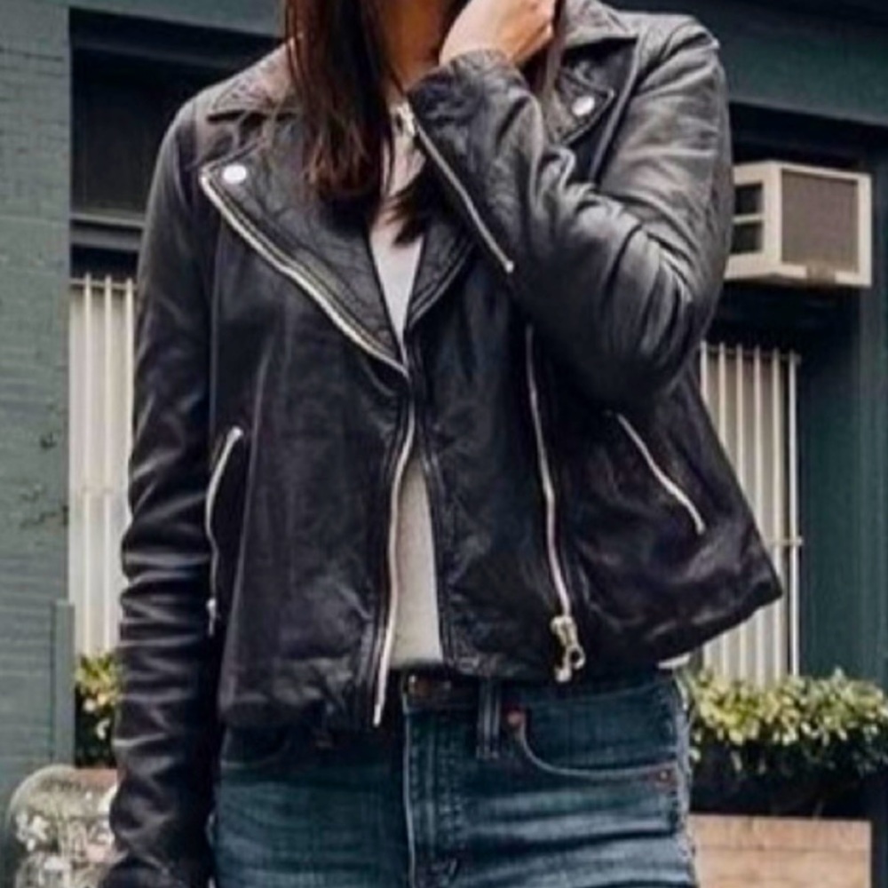 MADEWELL Washed Leather Motorcycle Jacket NWOT - Picture 10 of 15